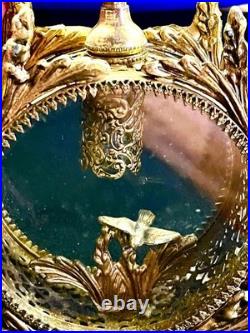 Pair of Vintage Ormolu Gold Filigree Cherub and Dove Perfume Bottles