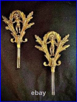 Pair of Vintage Ormolu Gold Filigree Cherub and Dove Perfume Bottles