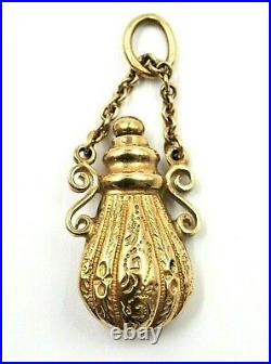 Perfume Bottle 9ct Yellow Gold Pendant Necklace Women's Fine Vintage Jewellery
