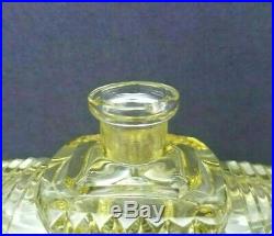 Perfume Bottle Czech Glass Intaglio 3 Nude Stopper Yellow Cut Crystal Vintage