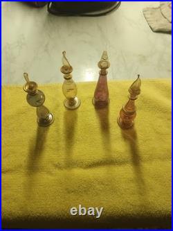 Perfume Bottle Glassset of 4 Vintage Perfume Bottles with Stoppers
