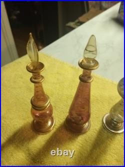 Perfume Bottle Glassset of 4 Vintage Perfume Bottles with Stoppers