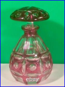 Perfume Bottle Large Vintage Ruby & Clear Crystal Perfume Bottle 7.5 inches tall