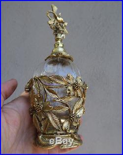 Perfume Bottle Matson dogwood Vintage Vanity Gilt glass Bird Ormolu dubber old