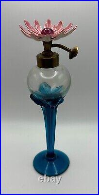 Perfume Bottle Vintage Flower Topper Bohemian Czech Atomizer