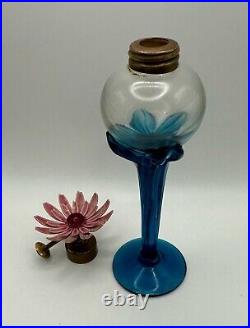 Perfume Bottle Vintage Flower Topper Bohemian Czech Atomizer