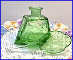 Perfume Bottle Vintage Made in Czechoslovakia Angels Dauber Green