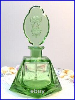 Perfume Bottle Vintage Made in Czechoslovakia Angels Dauber Green