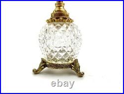 Perfume Bottles Pair Vintage Brass & Glass Victorian Style with Bird Design
