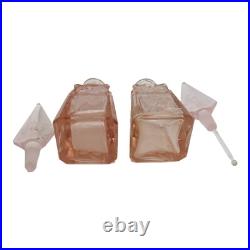 Pink Rose Colored Czechoslovakian Vintage Hand Made Crystal Perfume Bottles READ