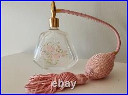 Pink Roses Crystal Perfume Bottle VCA with Atomizer (Made In France) VINTAGE