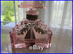Pink Vtg Czech Perfume Bottle with Gems