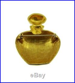 RARE Christian DIOR Vintage Gold POISON Perfume Bottle Brooch Pin