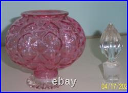 RARE Fenton EX-LARGE Cranberry Diamond Optic Perfume Cologne Bottle c. 1940