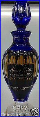 Rare Vintage Christian Dior Miss Dior Baccarat Blue Crystal Perfume Bottle