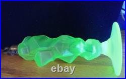 RARE VINTAGE DECO GREEN PERFUME ATOMIZER glass bottle URANIUM GLOWS 6.25