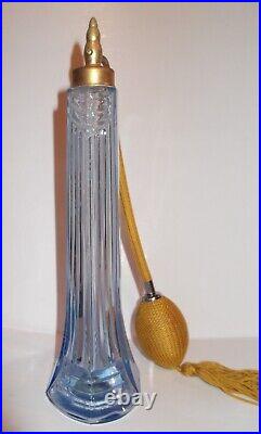 RARE VTG Antique Art Deco DeVilbiss Blue Glass Atomizer Perfume Bottle 8.5 Tall