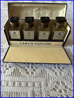 RARE Vintage Antique Lanvin Parfum Perfume Bottle Set Of 4 With Box France 1930s