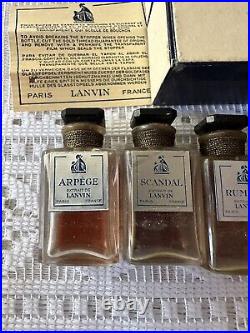 RARE Vintage Antique Lanvin Parfum Perfume Bottle Set Of 4 With Box France 1930s