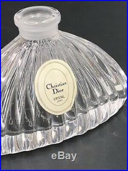 RARE Vintage Christian Dior Crystal Perfume Bottle Japan Frosted Glass Signed