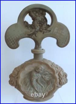 RARE Vintage Czech Ingrid Bohemia Bottle Art Deco Roses Fawn Women & Stopper