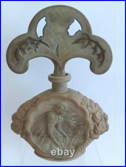 RARE Vintage Czech Ingrid Bohemia Bottle Art Deco Roses Fawn Women & Stopper