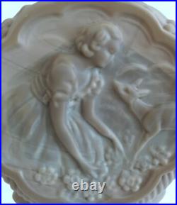 RARE Vintage Czech Ingrid Bohemia Bottle Art Deco Roses Fawn Women & Stopper