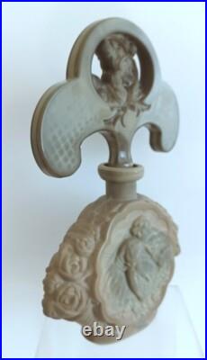 RARE Vintage Czech Ingrid Bohemia Bottle Art Deco Roses Fawn Women & Stopper