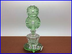 RARE Vintage Czech Perfume Bottle Two Tone Green & Clear