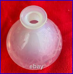 RARE Vintage Fry Glass Foval Perfume Bottle with Delft Blue Stopper Etched opaline