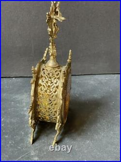 RARE! Vintage GOLD CHERUB Perfume Bottle AMBER GLASS VANITY Hollywood Antique