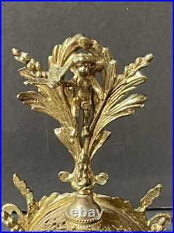 RARE! Vintage GOLD CHERUB Perfume Bottle AMBER GLASS VANITY Hollywood Antique