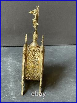RARE! Vintage GOLD CHERUB Perfume Bottle AMBER GLASS VANITY Hollywood Antique