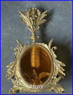 RARE! Vintage GOLD CHERUB Perfume Bottle AMBER GLASS VANITY Hollywood Antique