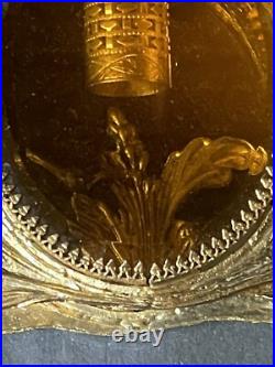 RARE! Vintage GOLD CHERUB Perfume Bottle AMBER GLASS VANITY Hollywood Antique