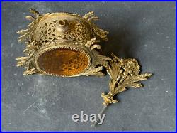 RARE! Vintage GOLD CHERUB Perfume Bottle AMBER GLASS VANITY Hollywood Antique