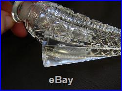 RARE Vintage Matching Pair Czech Cut Crystal Horn Perfume Bottles