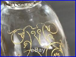 RARE Vtg Baccarat Crystal Michelangelo Gold Painted Perfume Bottle France Empty