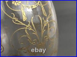 RARE Vtg Baccarat Crystal Michelangelo Gold Painted Perfume Bottle France Empty