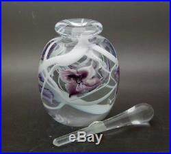 ROBERT HELD Purple Flowers Vintage Art Glass Perfume Bottle, Apr 6Hx3W