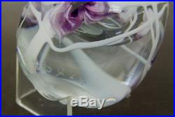 ROBERT HELD Purple Flowers Vintage Art Glass Perfume Bottle, Apr 6Hx3W
