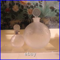 Rare! 2 Vintage Lalique Frosted Worth Je Reviens Perfume Bottles Made France
