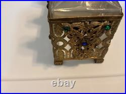 Rare Antique Perfume Set Of 3 Bottles Set In A Jeweled Holder GORGEOUS