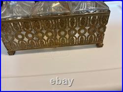 Rare Antique Perfume Set Of 3 Bottles Set In A Jeweled Holder GORGEOUS