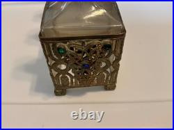 Rare Antique Perfume Set Of 3 Bottles Set In A Jeweled Holder GORGEOUS