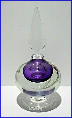 Rare Beautiful Vintage Floral Hand Blown Perfume Bottle Artist Signed & Dated