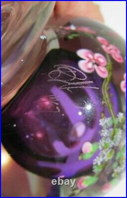Rare Beautiful Vintage Floral Hand Blown Perfume Bottle Artist Signed & Dated