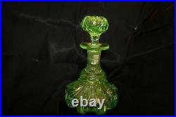 Rare LRG. Antique 1800's Green Vaseline Glass Perfume Bottle Boston & Sandwich