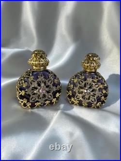Rare Matched Set of Vintage Filigree Perfume Bottles Czech c. 1930s-1940s