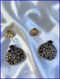 Rare Matched Set of Vintage Filigree Perfume Bottles Czech c. 1930s-1940s